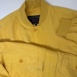 Vintage Paul & Shark Yachting Full Zip Bomber Jacket Mens‎ XL Silk Cotton Yellow
